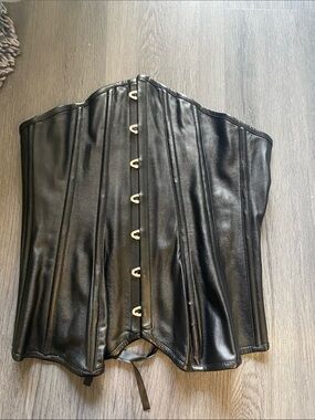 Black Faux Leather Corset Top